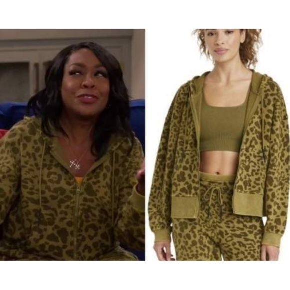 JoyLab Jackets & Blazers - JOY LAB // olive green leopard full zip hoodie jacket